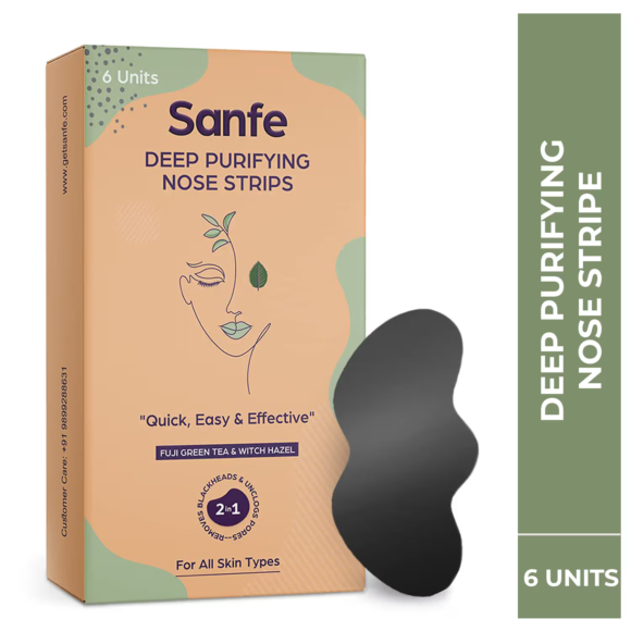 Sanfe Deep Purifying Nose Strips with Green Tea & Witch Hazel (Pack of 6)