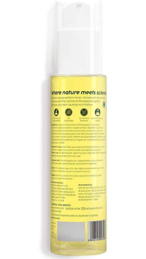 PLIX - THE PLANT FIX Pineapple PHA 3% Alcohol Free Face Toner | Pore Tightening & Mild Exfoliation for Oily, Acne Prone, Sensitive & Normal Skin | Hydrating Face Toner for Glowing Skin - Image 2