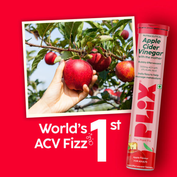Plix Apple Cider Vinegar Effervescent Tablets with Vitamin B6 & B12, Pack of 4 - Apple - Image 4