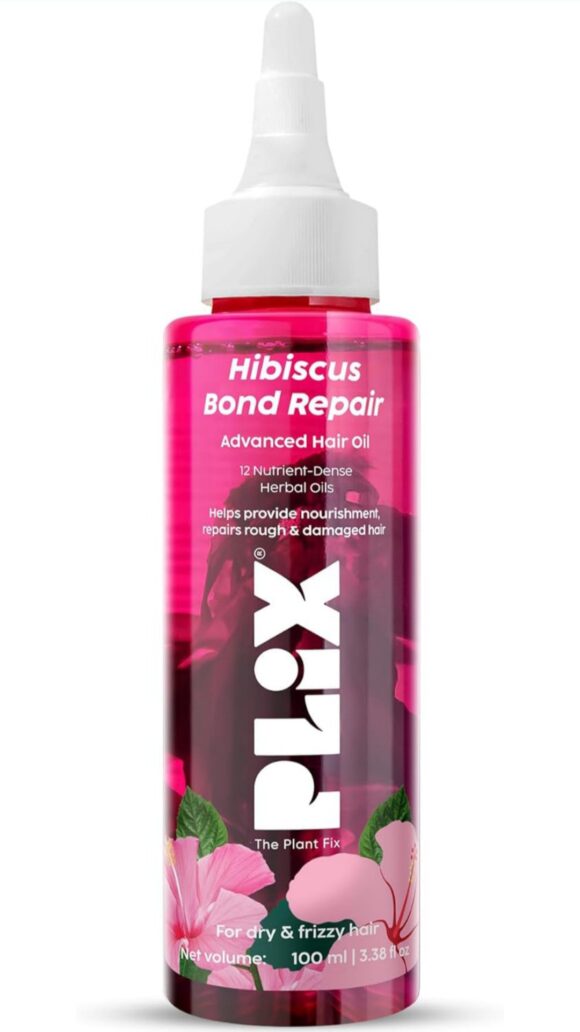 PLIX - THE PLANT FIX Hibiscus Bond Repair Advanced Hair Oil for Damaged Hair - 100ml | Repairs Damaged Hair Due To Heat Styling | Restores Strength & Reduces Breakage