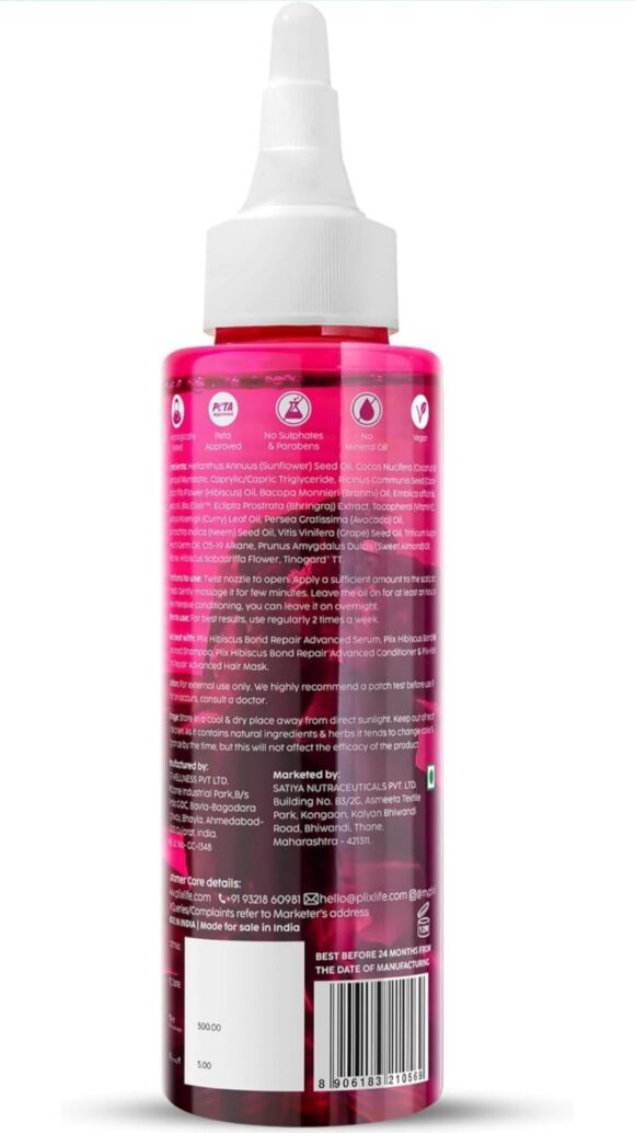 PLIX - THE PLANT FIX Hibiscus Bond Repair Advanced Hair Oil for Damaged Hair - 100ml | Repairs Damaged Hair Due To Heat Styling | Restores Strength & Reduces Breakage - Image 2