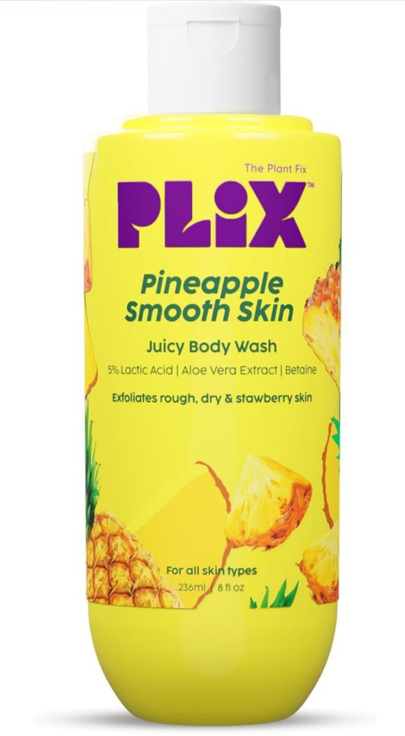 PLIX - THE PLANT FIX Pineapple 5% Lactic Acid Exfoliating Body Wash For All Skin Types, Paraben-Free Shower Gel, For Dry, Rough & Strawberry Skin, 236 Ml