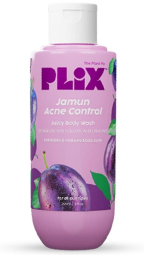 PLIX - THE PLANT FIX Jamun 2% Salicylic Acid Body Wash For Body Acne | Paraben & Silicones Free | Deeply Exfoliating Dead Skin Cells, Prevents Back Acne & Moisturizes Skin | 